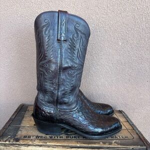 Lucchese 1883 Black Cherry Ostrich Western Boot